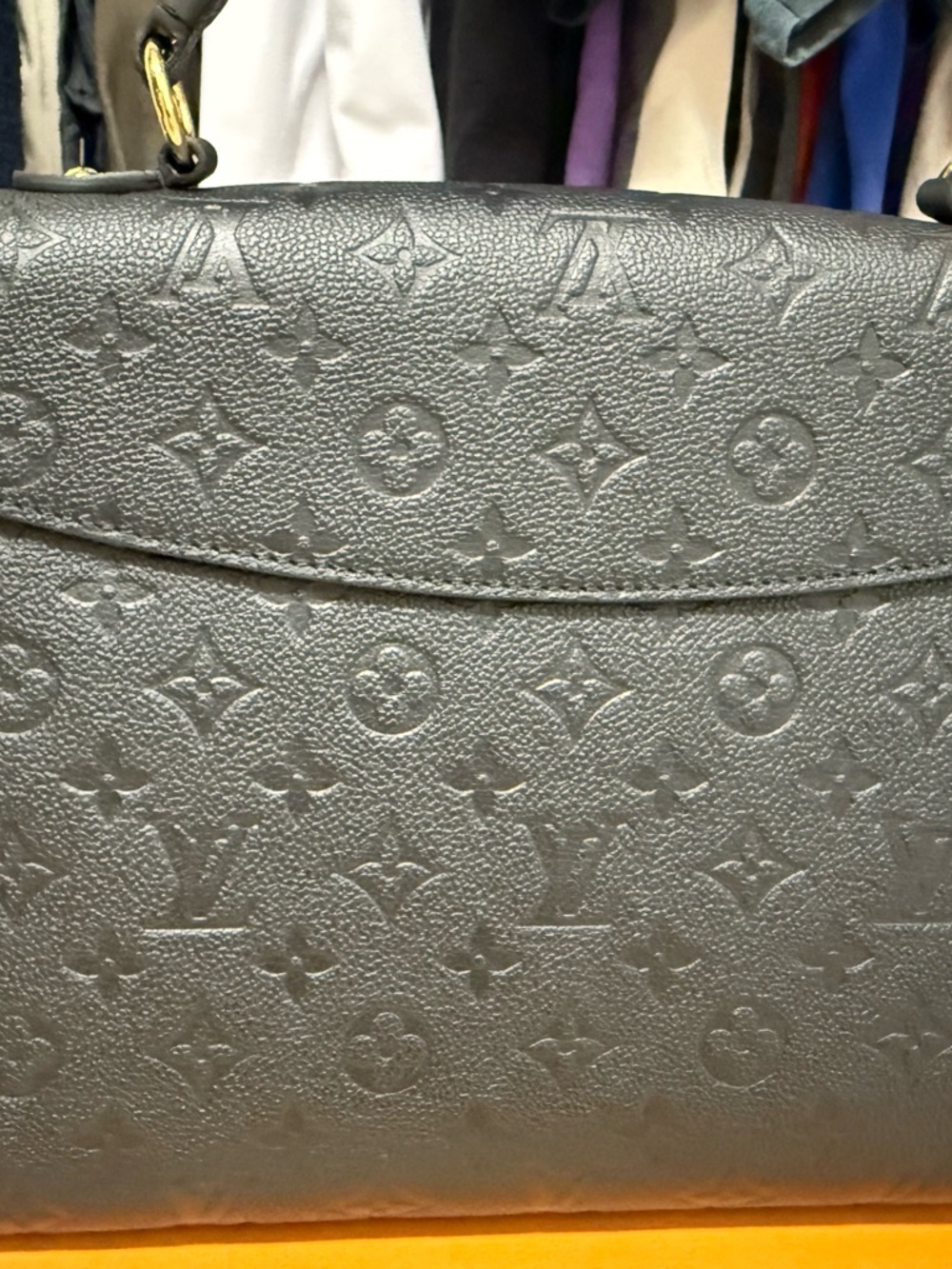 Louis Vuitton Black Monogram Empreinte Top Handle Satchel with Gold Lock - Picture 2 of 8
